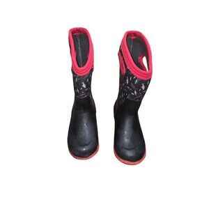 Bogs Kids Waterproof Rubber Boots W/ Red & Black Star Print Size 13 Pull-On
